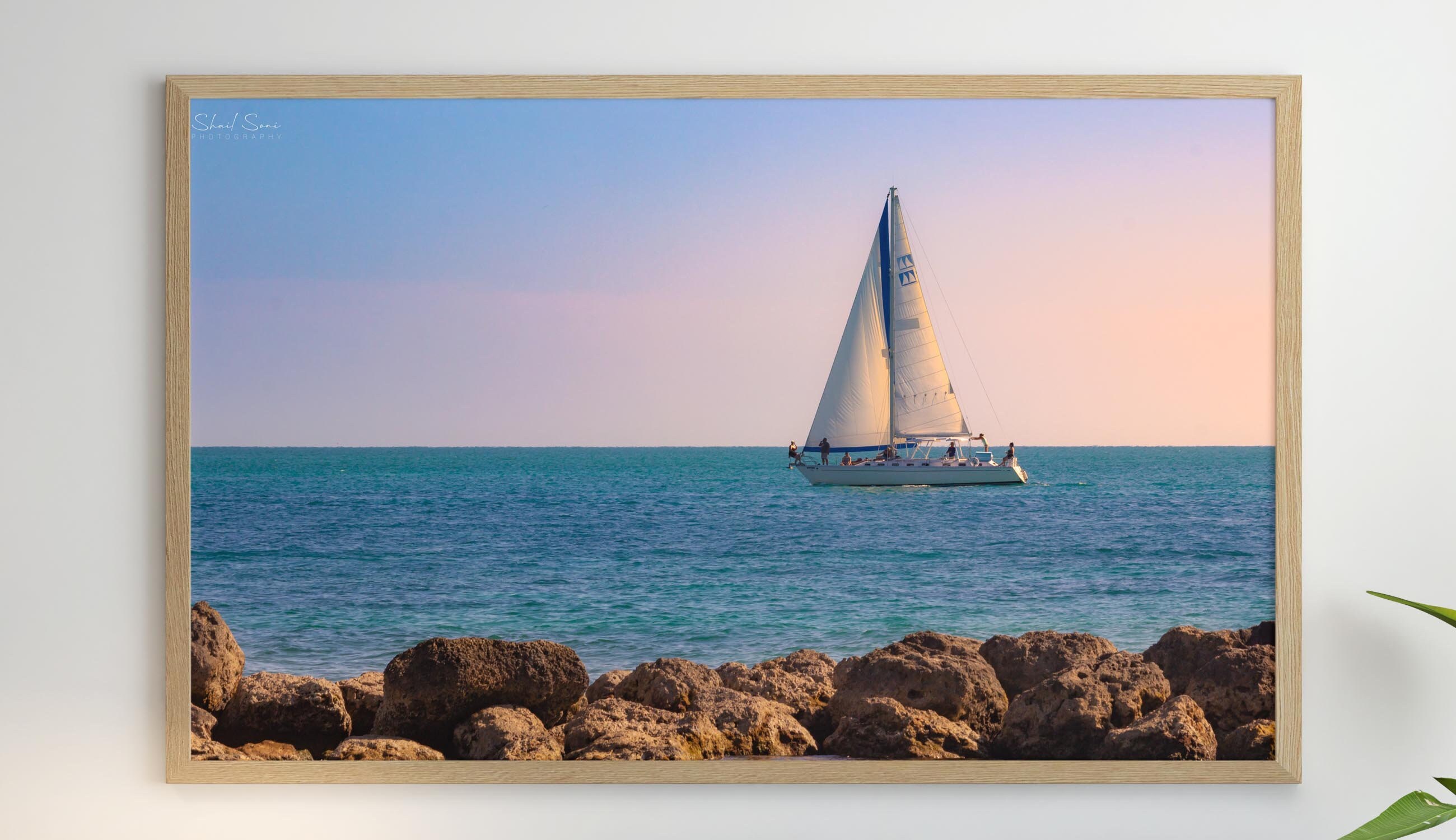 Nautical Landscape Photograph, Boat Sailing in Sunset, Portland Harbor
