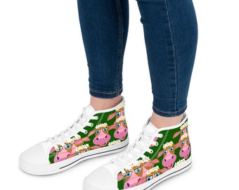 Happy Cow High Top Sneakers: Women's Fashion Canvas Shoes