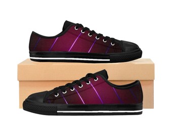 Burgundy Canvas Sneakers for Women: Striped Fashion Sneakers