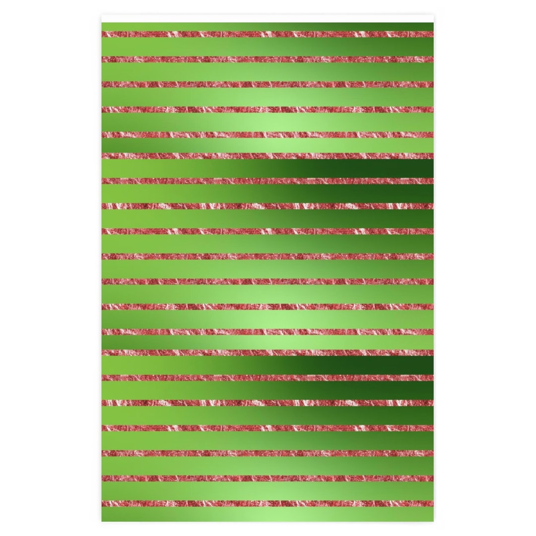 Christmas Green Stripes Wrapping Paper Glitter Wrapping Etsy