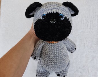 Crochet pug amigurumi plush toy puppy gift for a child
