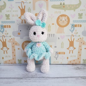 Plush crochet bunny cute handmade amigurumi bunny gift for a baby