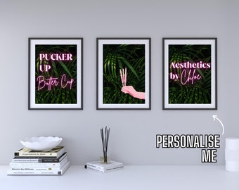 CUSTOMISED FILLER PRINT, Digital Art, Lip Filler, Aesthetic Print, Editable Art, Set of 3 Wall Art, Salon Poster, Logo Wall Art, Lips, Derma