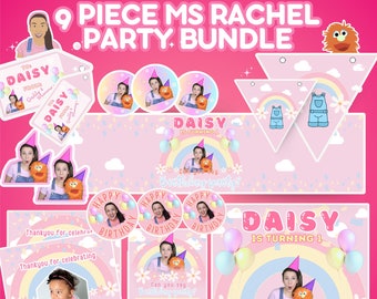 MS RACHEL BIRTHDAY Party bundle, Birthday Banner, Birthday Poster, Pink Party, Party Decor, Decorations, 1st Birthday, Girls Party, Tags