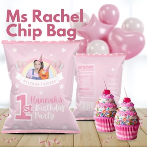 Borsa per patatine MS RACHEL BIRTHDAY Party, Decorazione di compleanno a tema Ms Rachel, Download istantaneo, Download digitale, Stampa su richiesta