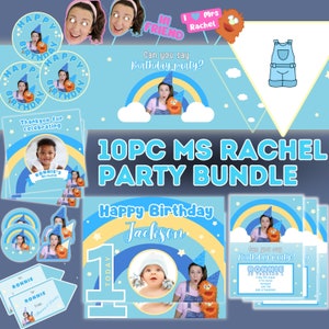 MS RACHEL BIRTHDAY Party Bundle, Geburtstagsbanner, Geburtstag Poster, Blaue Party, Party Dekoration, Dekoration, Jungen Party, Digitaler Download