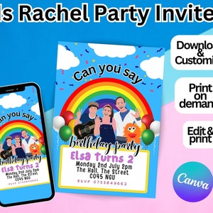 MS RACHEL BIRTHDAY Party Invites, customize, Print & Digital Invitations, 4x5, 5x7,pdf, png,Instant Download, Canva Template, PartyFun, Pink