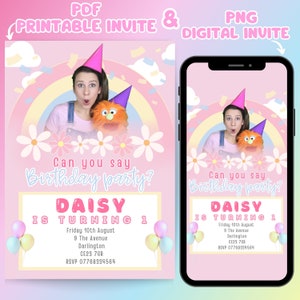 MS RACHEL BIRTHDAY Party Invites, customize, Print & Digital Invitations, 4x5, 5x7,pdf, png,Instant Download, Canva Template, PartyFun, Pink