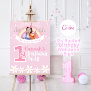 Letrero de bienvenida para el cumpleaños de la Sra. Rachel, decoraciones para fiestas de la Sra. Rachel, pancartas de la Sra. Rachel, fiesta infantil de la Sra. Rachel, cumpleaños de la Sra. Rachel, póster de cumpleaños