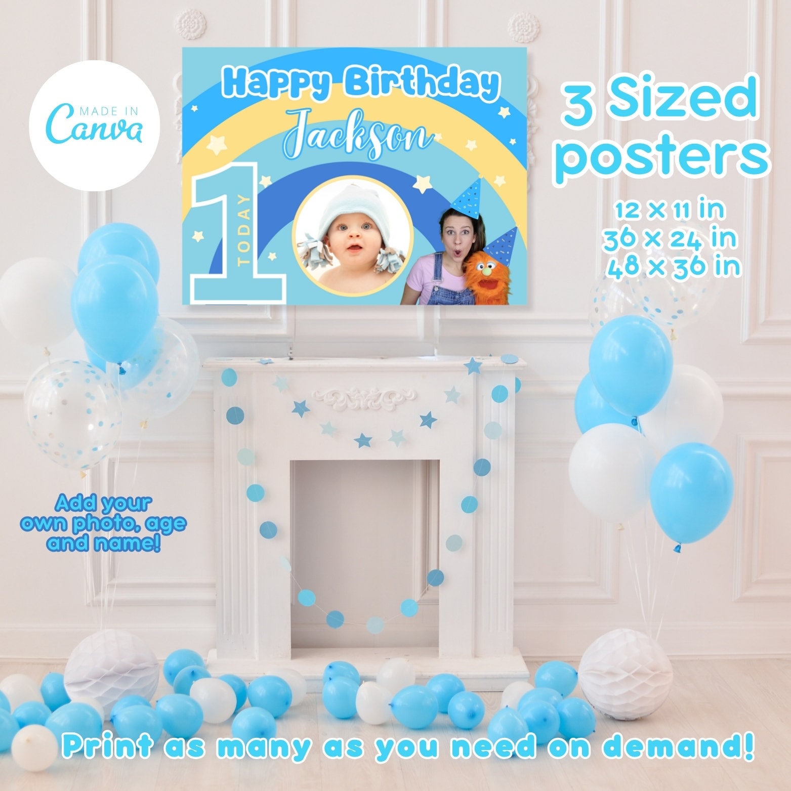 MS RACHEL BIRTHDAY Party Bundle, Birthday Banner, Birthday Poster, Blue ...