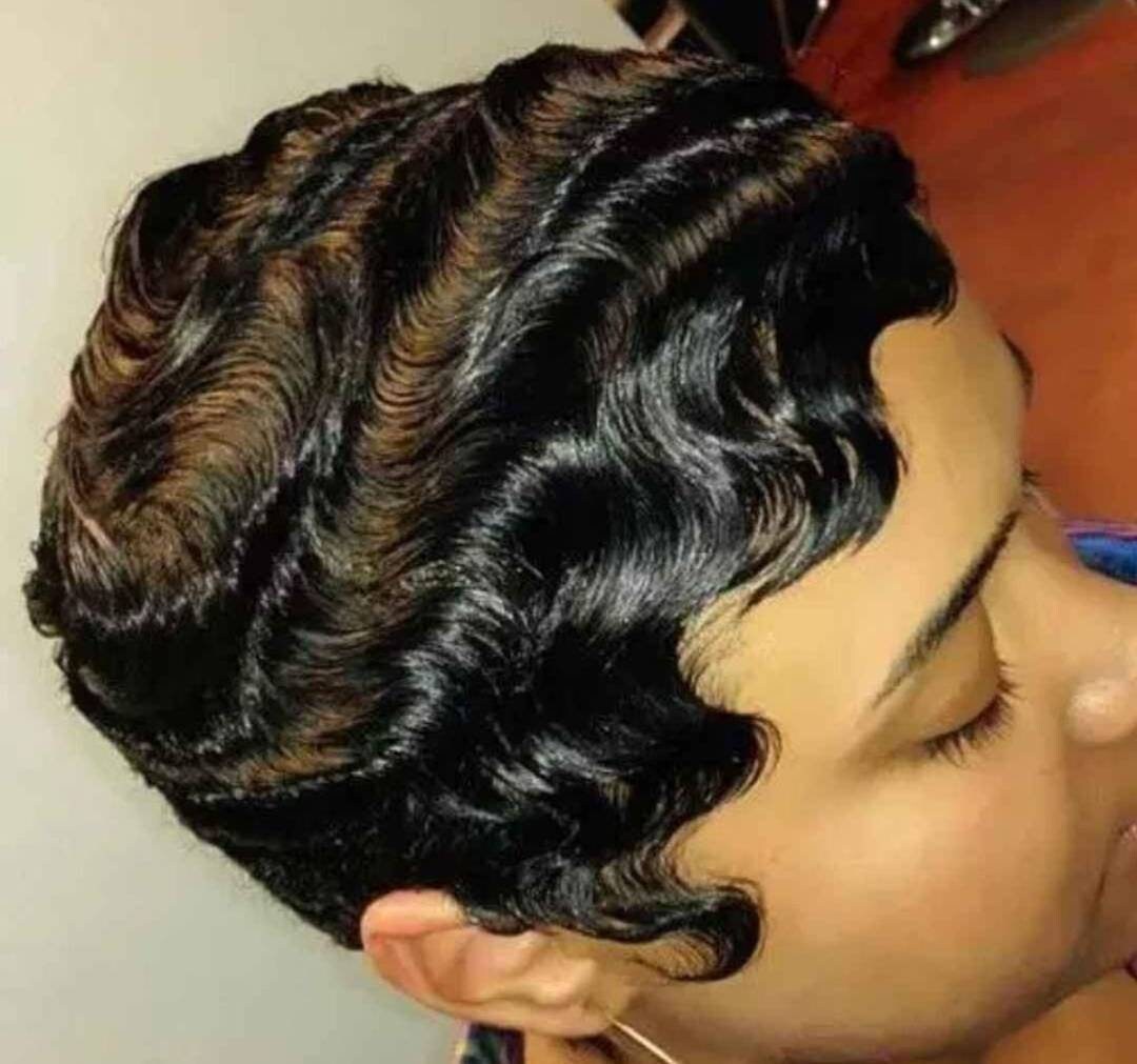Fingerwave Pixie Cut Brazilian Human Hair Full Cap Wig | Etsy