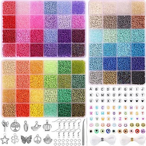 Glass Seed Beads, Bracelet Making kit. Colorful Bead Jewelry Making Kit | Alphabet Letter Beads | Accessories for DIY Bracelet Necklaces
