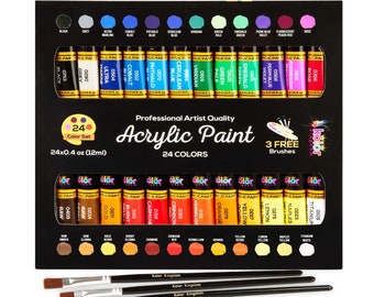 Acrylic Paint Set | Acrylic Paint Kit For Artists & Beginners | Paints for Paper, Canvas, Rock Painting, Wood, Ceramic and Fabric