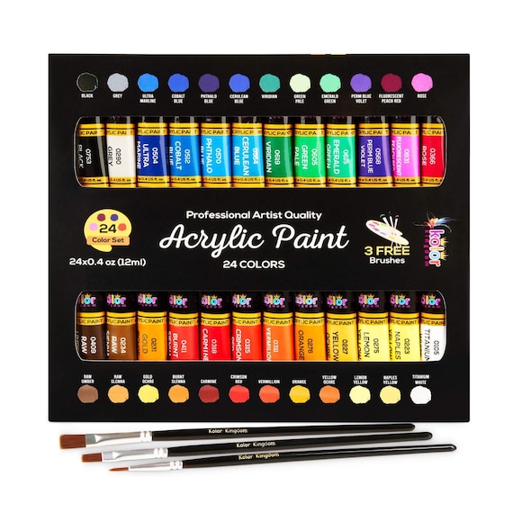 20 Pcs Acrylic Paint Set in Wooden Storage Box, US Edition Basic Acrylic Paint  Kit, Art Travellers Kit, Art Painting Starter Set Wooden 