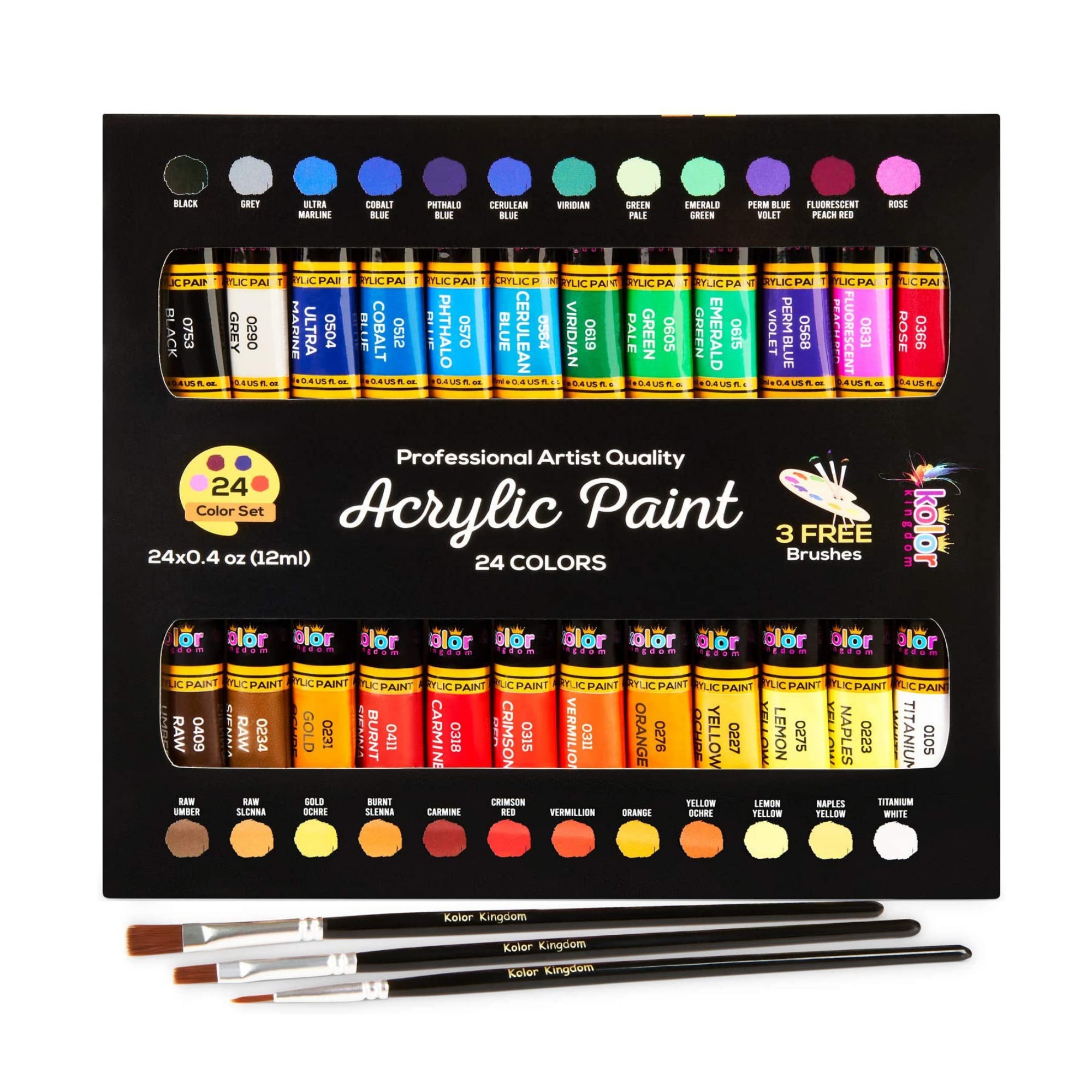 ACRYLIC PAINT SET 10 X 12ml Tubes by Work of Art, Brand New 