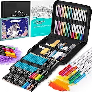 Norberg & Linden Drawing Set Sketching and Charcoal Pencils 100 Page Drawing  Pad, Kneaded Eraser. Art Kit and Supplies for Kids 