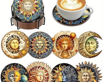 Mystic Sun Diamond Painting Coasters Arts and Crafts Set