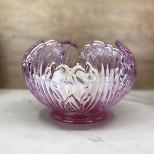 Vintage Fenton Dusty Rose Lotus Rose Bowl, Scented Soy Candle