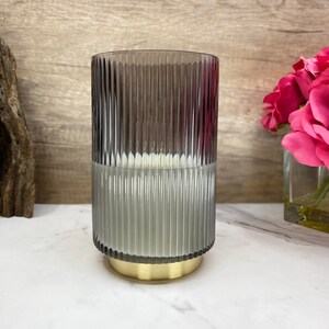 Highly Scented Soy Candle, Midcentury Modern Style Ribbed Vase