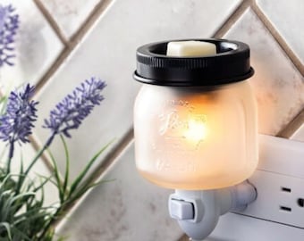 Glass Mason Jar Pluggable Fragrance Warmer/ Warmer with Soy Melts/ Silicone Liner