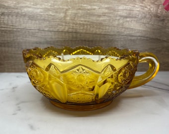 Vintage L.E Smith Amber Cut Glass Nappy Bowl