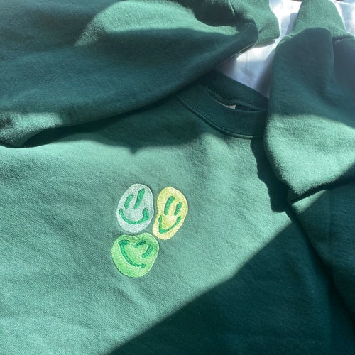 Three Smiley Faces Embroidery Sweatshirts - Etsy