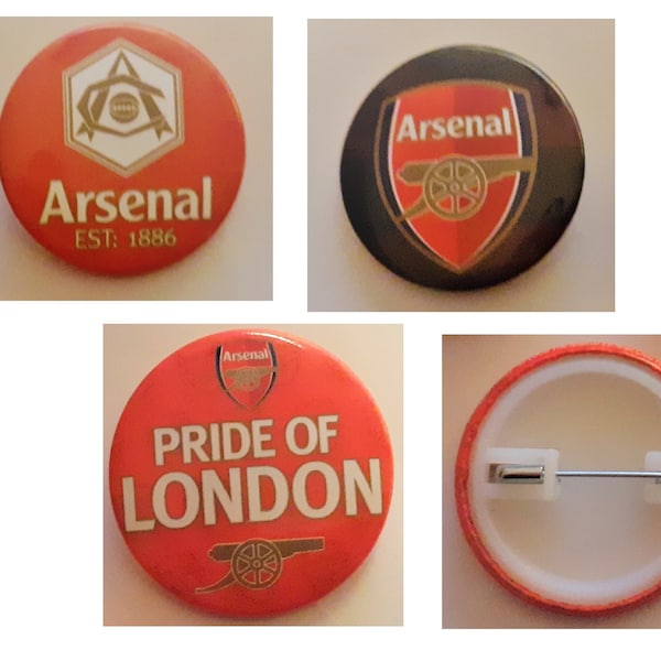 ARSENAL Pin Badges x 3 - LARGE SIZE - 4 cm across ( 1.5inches ) - English Premier League