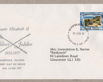 Queen Elizabeth II vintage memorabilia  : 1977  Queen Elizabeth II Coronation 25th Anniversary  First Day Cover by Norfolk Island 1977