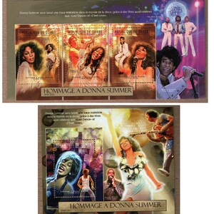 Donna Summer - leyenda de la música - - 2 X hojas de sellos de recuerdo memorabilia - MINT CONDITION