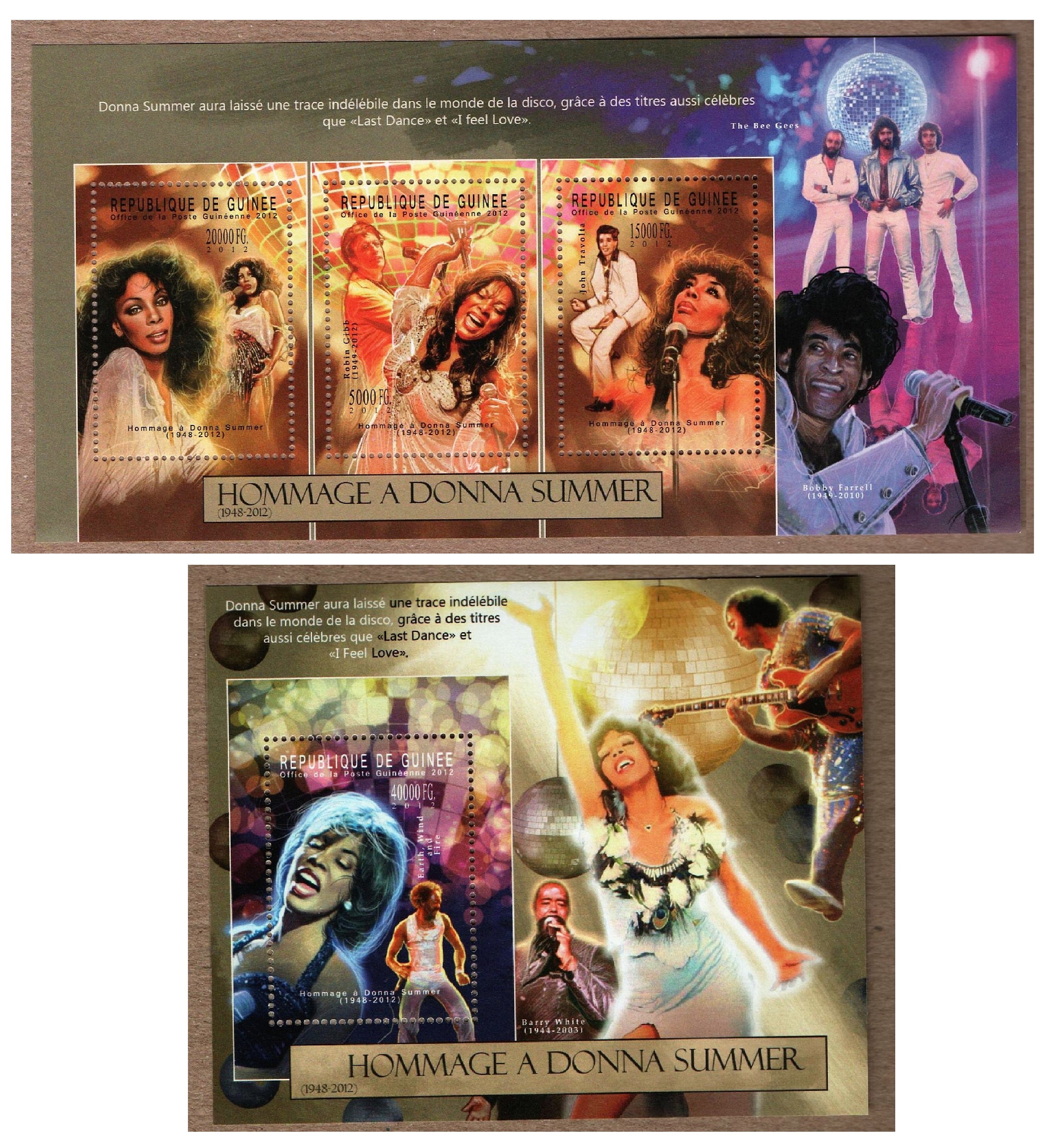 Donna Summer - music legend - - 2 X souvenir stamp sheets memorabilia - MINT CONDITION