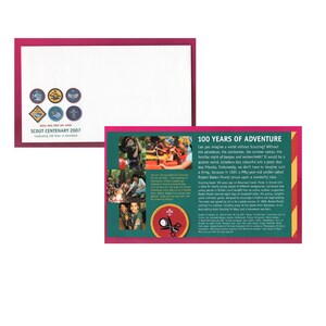 SCOUT Centenary - 2007 - limitierte Ausgabe Postumschlag Markierung 100 Jahre Abenteuer von GB Royal Mail - mit farbenfroher Einlagekarte