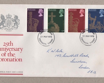 Queen Elizabeth II vintage memorabilia  : Queen Elizabeth II Coronation 25th Anniversary GB First Day Cover with insert 1978