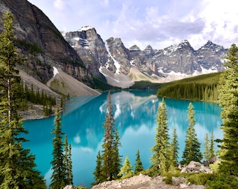 Moraine Lake, Banff Druck: Rocky Mountains Landschaft (Digitaler Download)