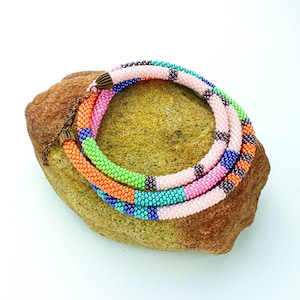Pastel Bead Crocheted Necklace