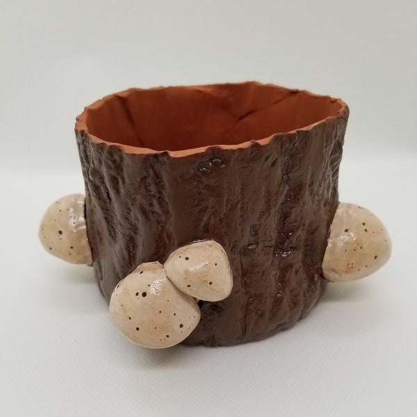 Handmade Clay Log Planter