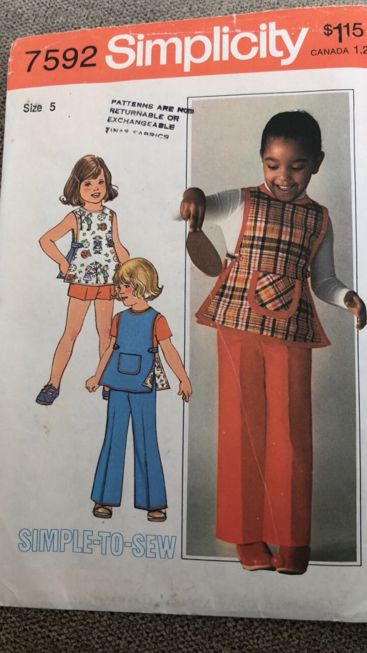 Vintage 1976 Simplicity Pattern 7592 Child's Pants or Shorts and