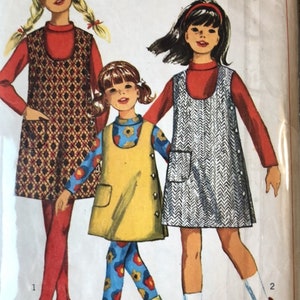 Vintage 1966 Simplicity Pattern 6662 Child’s and Girls Jumper, Blouse and Tights- Size 6 Breast 24