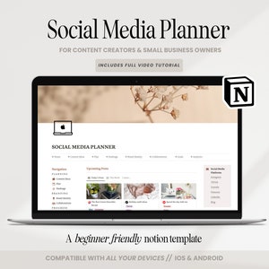 Notion Social Media Planner, Content Creator Notion Template, Instagram TikTok Youtube Notion Planner, Social Media Content Calendar