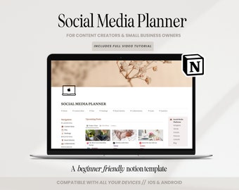 Notion Social Media Planner, Content Creator Notion Template, Instagram TikTok Youtube Notion Planner, Social Media Content Calendar