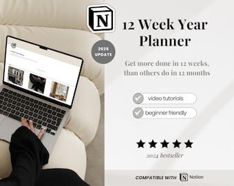 12 Week Year Notion Planner 3 Month Goals Aesthetic Notion Dashboard Vision Board Notion Template Manifestation Notion Goals Planner 2025