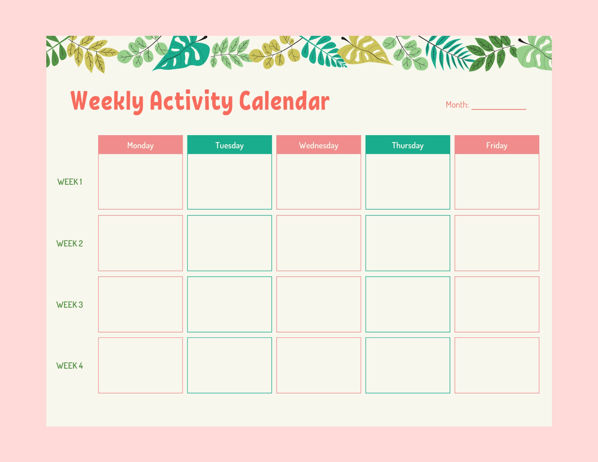 Printable Weekly Activity Calendar Etsy Australia Printable Weekly Activity Calendar Etsy Australia