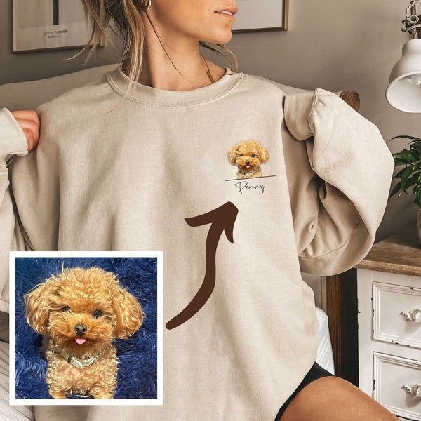 Custom Dog Photo Portrait Sweatshirt | Personalized Dog Face Shirt, Custom Dog Mom Shirt, Custom Dog Dad Shirt, Dog Lovers Hoodie