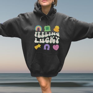 Feeling Lucky Charm St Patrick's Day Sweatshirt Retro St Patricks Day Shirt, 70s Groovy Lucky Charms Sweatshirt, Pot Of Gold Unisex Crew image 8