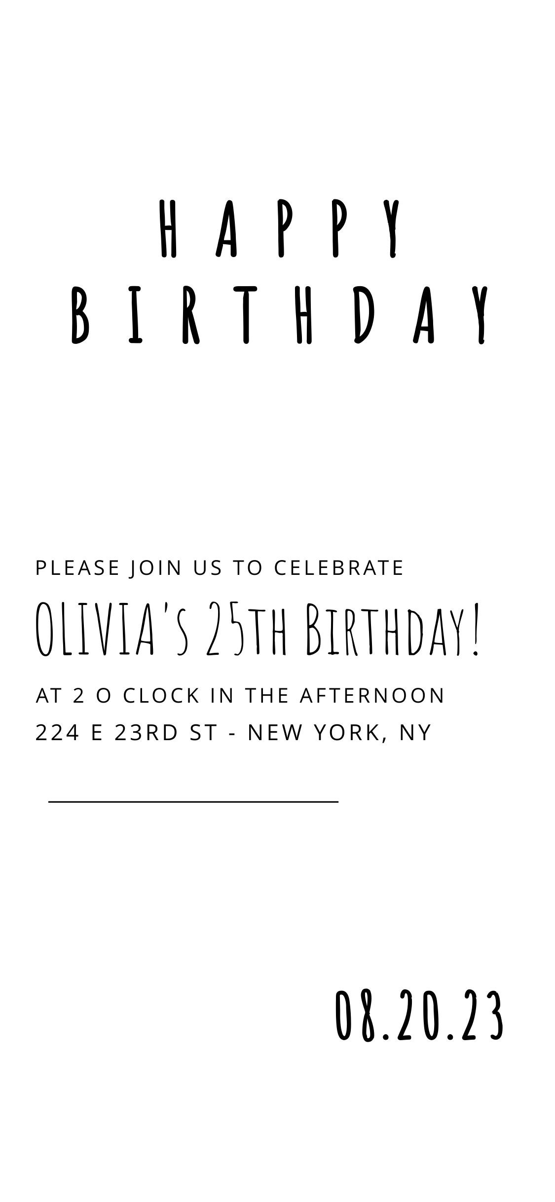 Birthday Invitation Printable Olivia V2 Digital Invitation Etsy