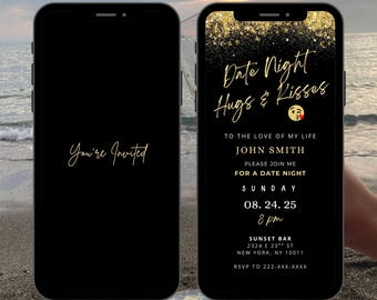 Black Gold Date Night Invitation Animation | Dinner Date Invite | Anniversary Invitation | Love Invitation | Romantic Invite