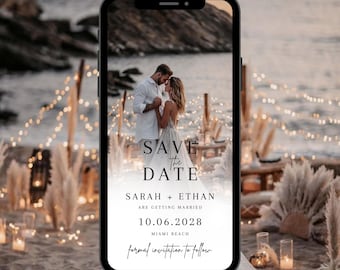 Save The Date Video Invitation, Digital Save The Date Video Invite, Text Message Save The Date, Save The Date With Photo, Canva