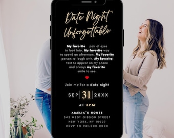 Black Date Night Invitation Animation | Dinner Date Invite | Anniversary Invitation | Love Invitation | Romantic Invite | Date Invitation