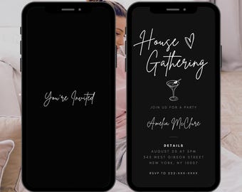 Black House Get Together Animation Invitation Video, House Party Invite, Family Get Together Invitation, House Warming Invite, Editable
