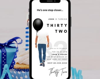 Funny Birthday Invitation Animation, Humor Birthday Invite, Husband Joke Birthday Invite, Men Birthday Invitation, Humorous Birthday Digital