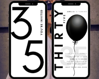 Bold Iconic Black White Birthday Invitation Video, Animation Invite, Typography Invite, Birthday Dinner Invite, Digital Invitation, Editable